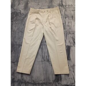 Lee Mens Double Pleat Relaxed Fit Khaki Pants Size 40x29 Wrinkle Free